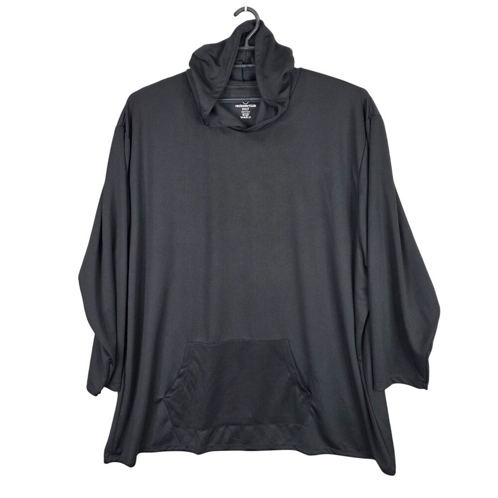 Mens Real Essentials Black Pullover Hoodie Long Sleeve 100% Polyester 5XLT